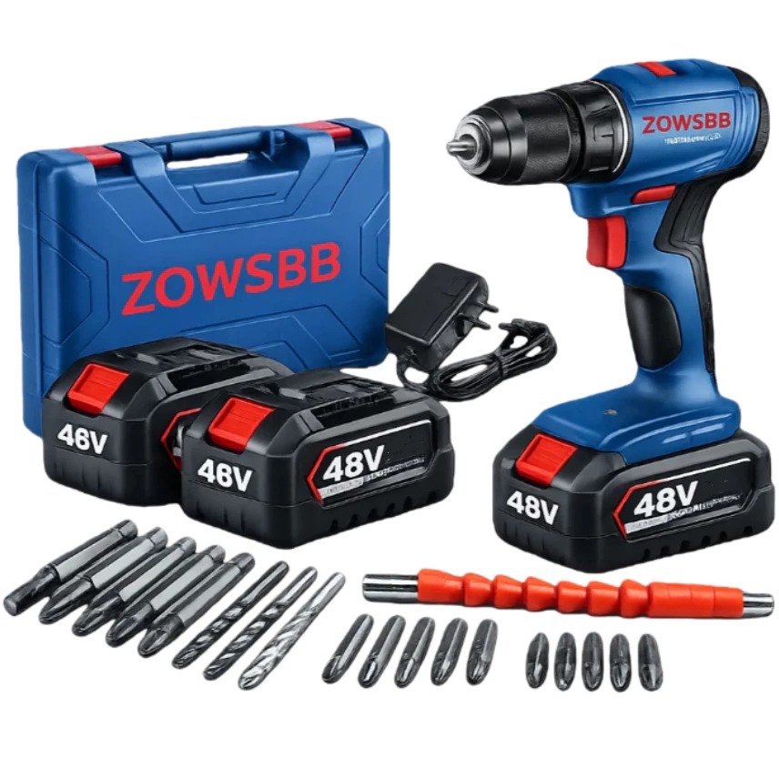 Furadeira parafusadeira ZOWSBB GSB 6-115 48v Brushless Furadeira elétrica 2 Baterias furadeira de impacto elét