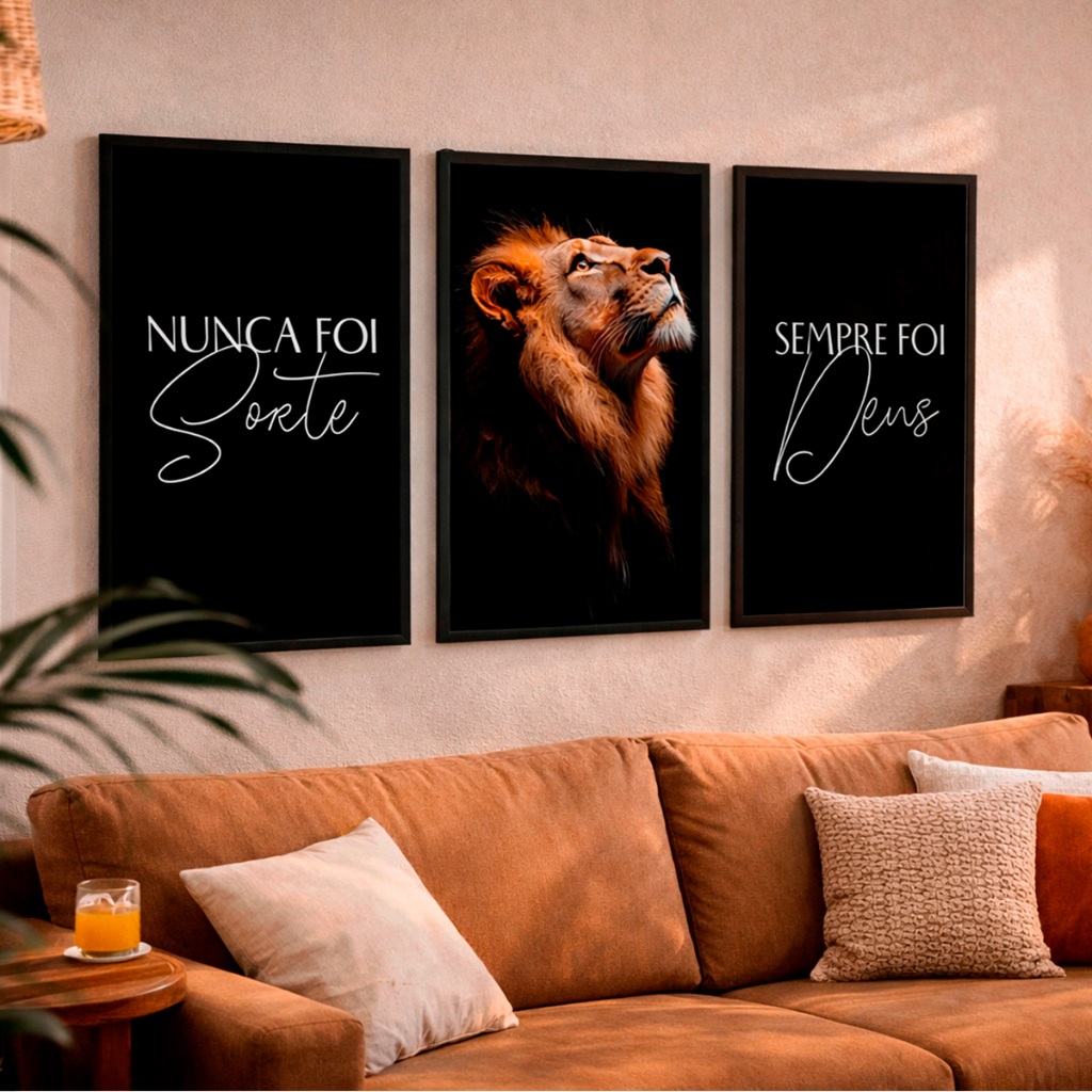 Quadro Decorativo 40x60 Moderno Quadro Abstrato Quadro Leão Quadro Sala Trios de Quadros Decorativos