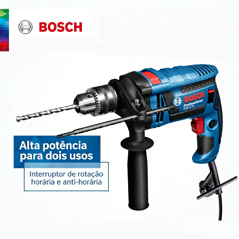 Furadeira Parafusadeira bosch 16RE Furadeira de Impacto Elétrica Profissional Alta Torque  furadeira de impact