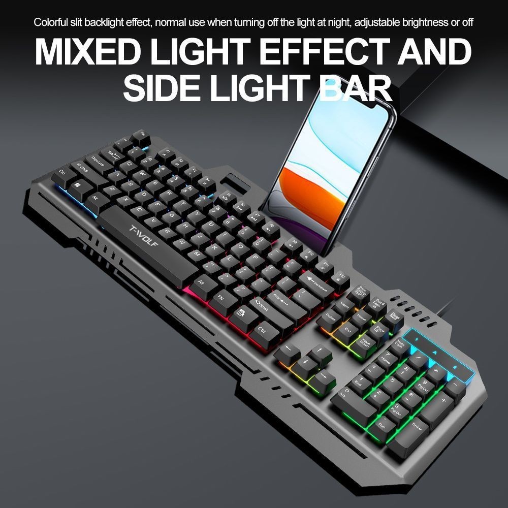 Teclado semi-mecânico teclado para jogos com fio semi-mecânico RGB retroiluminado teclado para jogos teclado d