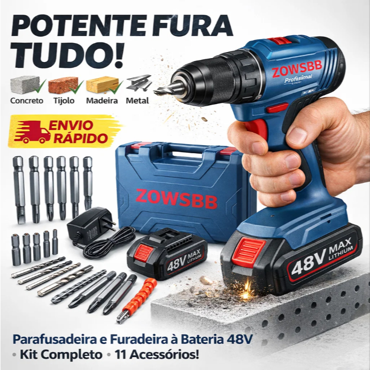 Furadeira parafusadeira Bosch GSR 185-li 48v Brushless Furadeira elétrica 2 Baterias furadeira de impacto elét