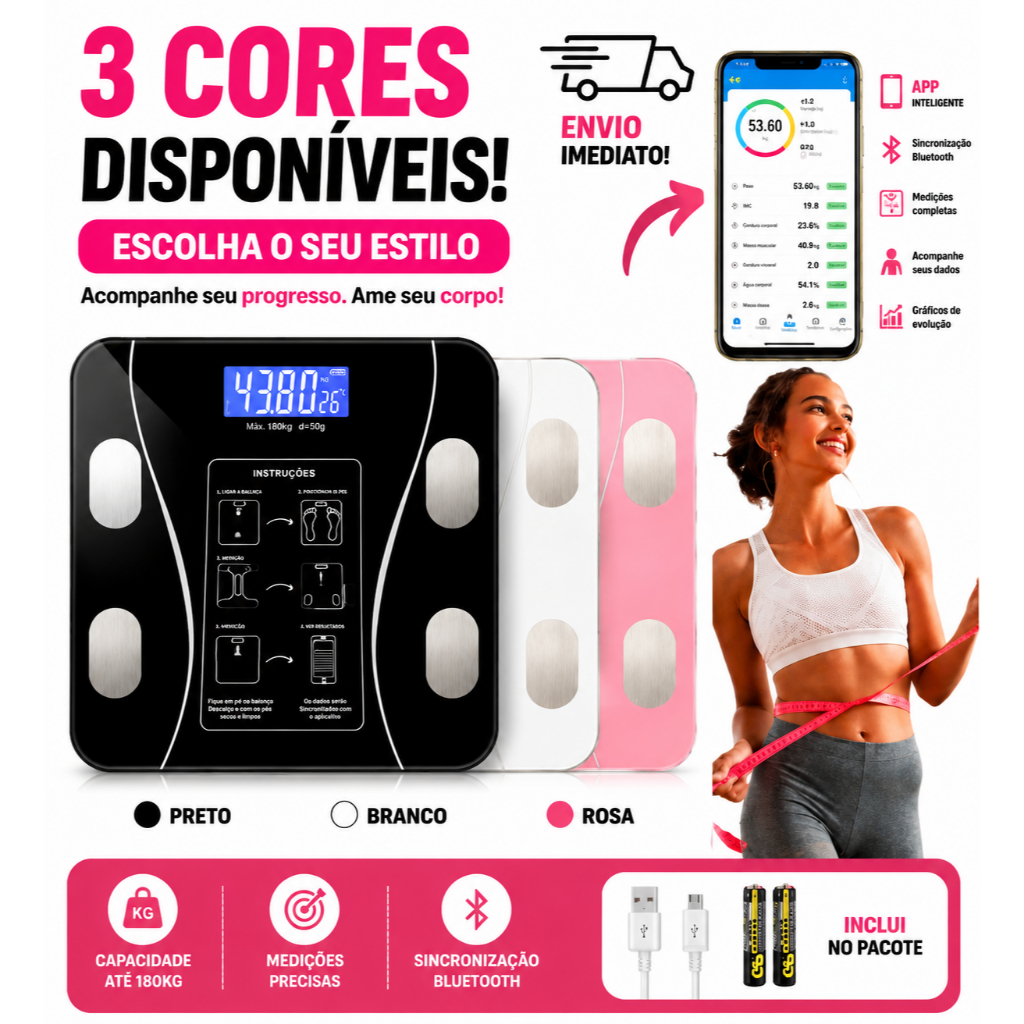 Balança Digital Medidora Corporal Bioimpedância balança digital corporal balança corporal até 180kg