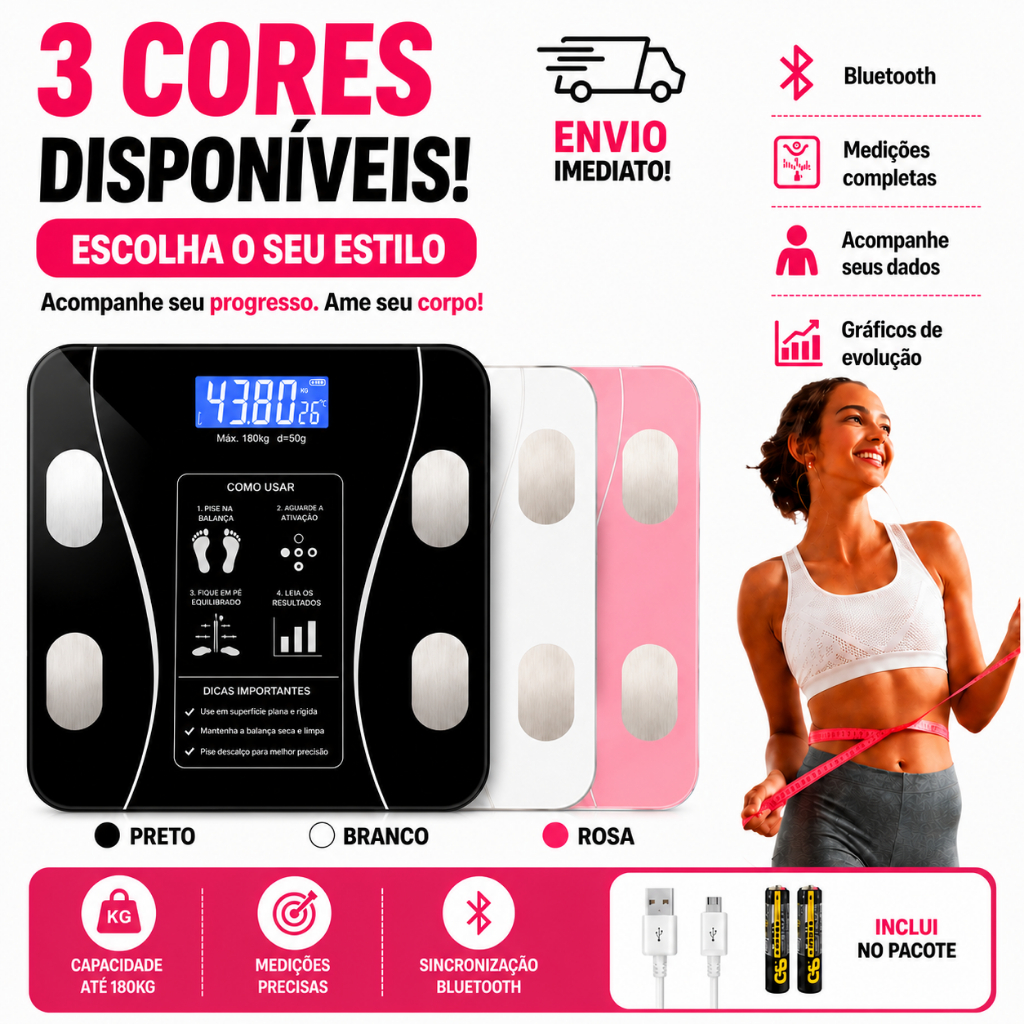 Balança Digital Medidora Corporal Bioimpedância balança digital corporal balança corporal até 180kg