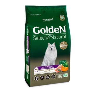 Ração Golden Seleção Natural para Cães Adultos de Pequeno Porte Sabor Abóbora - 10,1Kg