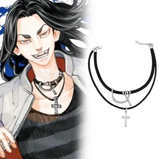 Tokyo Revengers Keisuke Baji Colar Punk Cruz Pingente Multilayer Gargantilha De Couro Colares Para Mulheres Dos Homens Casal Cosplay