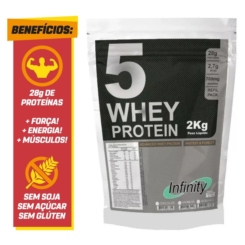 kit Whey protein 5w infinity concentrado hidrolisado e isolado