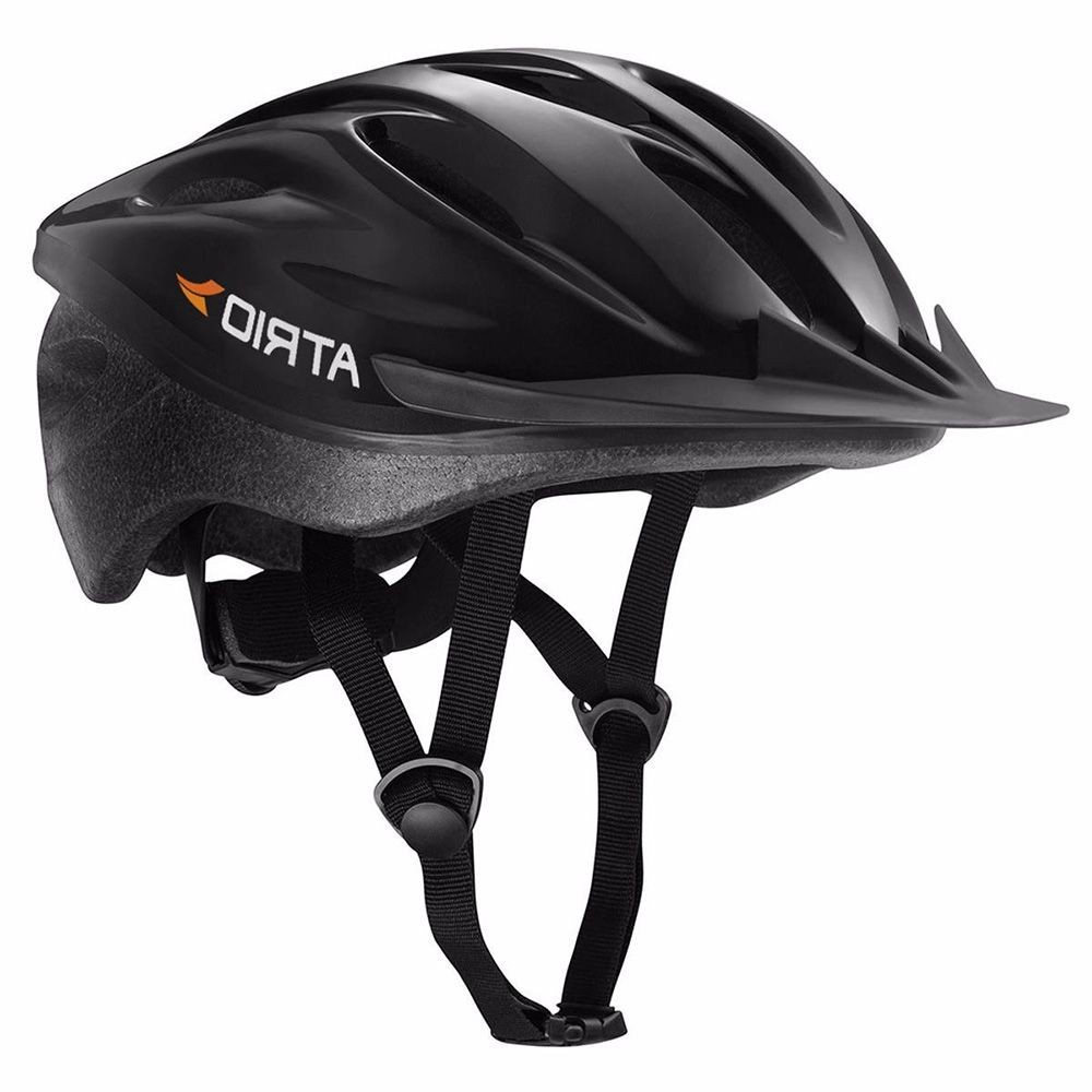 Capacete Bicicleta Mtb Masculino Feminino Regulagem Viseira Preto Brilhante Átrio Bi003