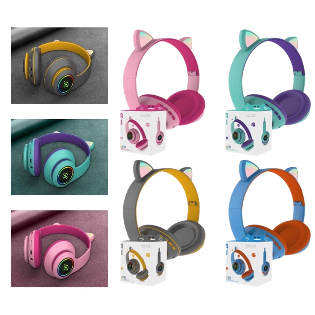 Fone Orelha De Gato Gatinho Cat Bluetooth Ear Com Led Rgb Headphone Shopee Brasil