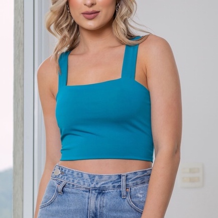 Cropped Feminino Com Alça Grossa Várias Cores Fashion - Azul Escuro - EGG -  Homem - Verde