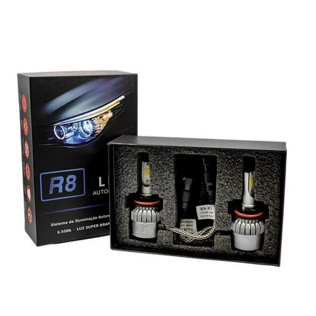 PAR LÂMPADA LED H1 6500K R8 HEADLIGHT COM COOLER SUPER BRANCA 3000 ...