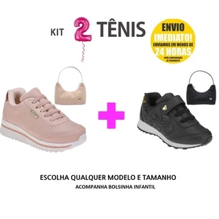 Kit 2 Pares De Tenis Criança Tênis Feminino Infantil 2 Bolsinhas