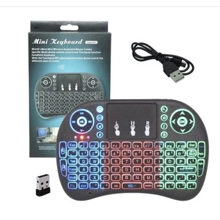 Mini Teclado Controle Sem Fio Portátil Recarregável Com Luz Led Mouse Touchpad Wireless Usb Para Smart Tv, Tv Box, Pc