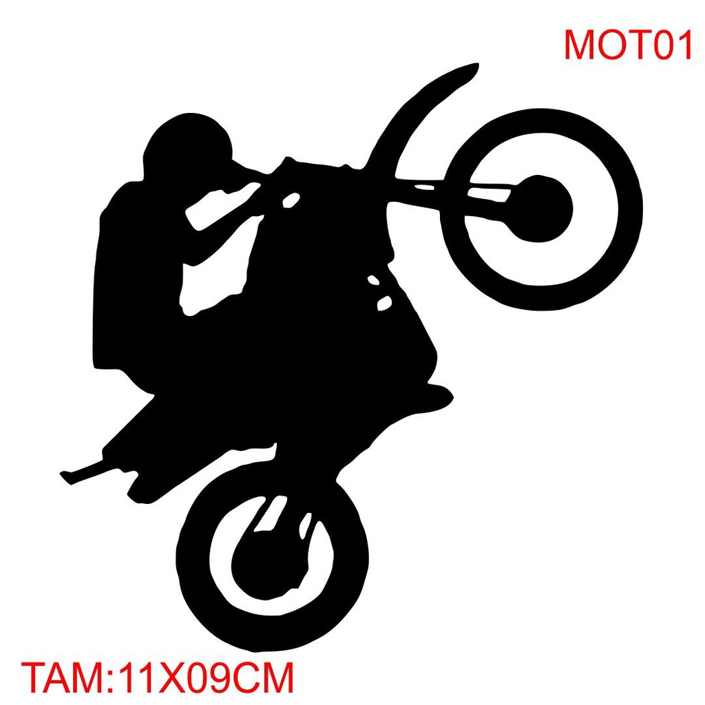 Adesivo Motoqueiro empinando moto - 12x9cm