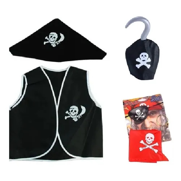 Fantasia Pirata Infantil Kit 6pçs Carnaval