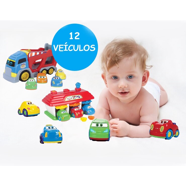 Kit Mini Carrinhos de Corrida Baby Infantil Com Baby Garagem no