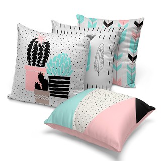 Kit 4 capas de almofadas geométrica cactos