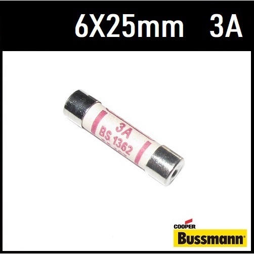 1 Fusível de Cerâmica BS1362 Bussmann Cerâmico 6x25mm 6mm x 25mm