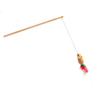 Brinquedo Varetinha Para Gatos Pelúcia Ratinho Sisal Com Penas 30cm