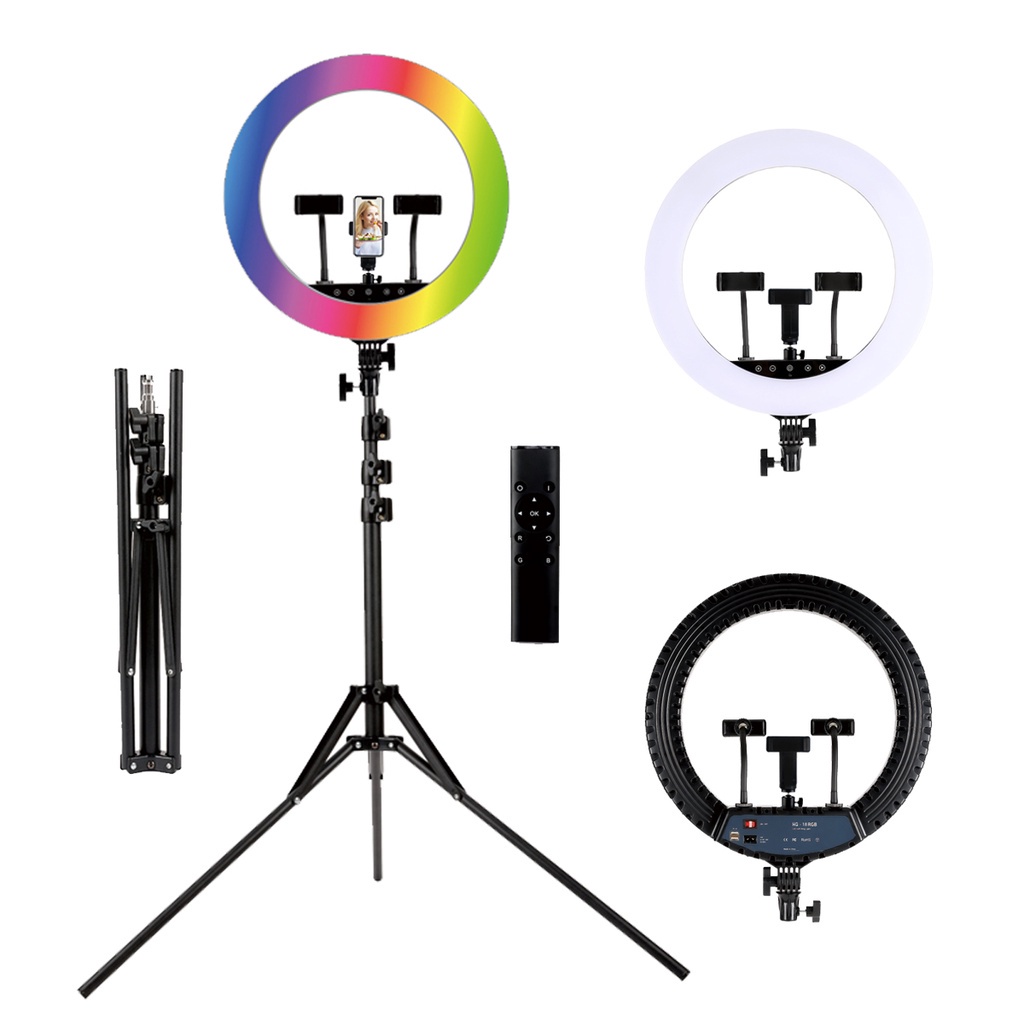 Ring Light Completo Iluminador RGB Led 18 polegadas 46cm Tripé 2m ...