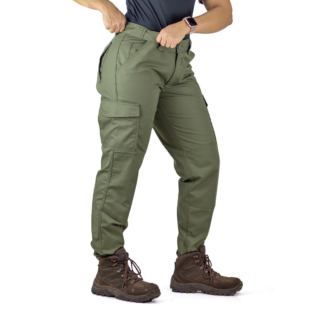 Calça Cargo Feminina Hugut - Secagem Rápida FPS 50+ Impermeável Verde Militar G