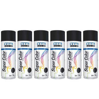 Kit 6 Tintas Spray Preto Fosco 350ML Tekbond