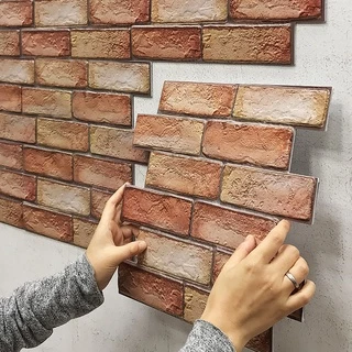 Adesivos De Parede Em PVC Autoadesivos Com Padrão De Tijolo Estéreo 3D Criativos Papel Auto-Adesivo