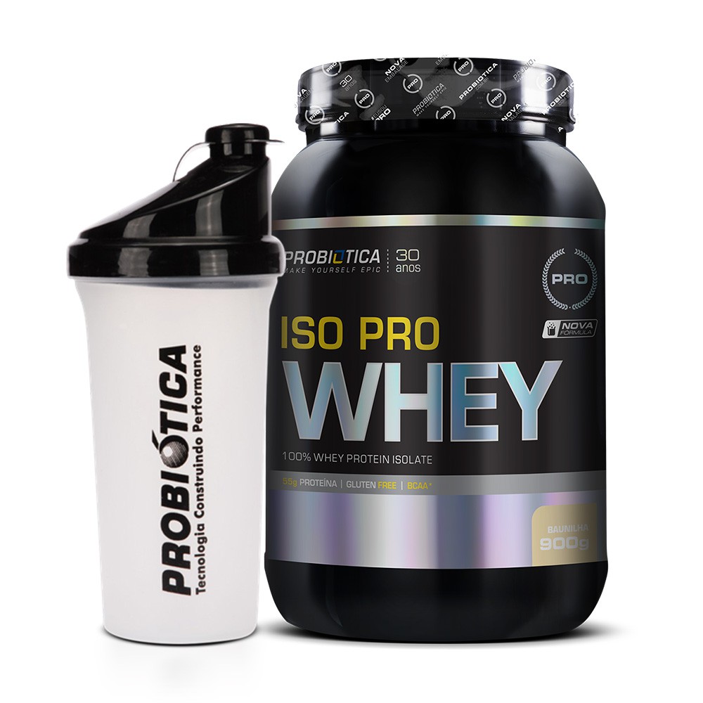 Iso Pro Whey 900g + Coqueteleira – Probiotica – 100% Whey isolado Promoção