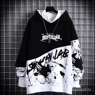Easor Moletom Masculino Com Capuz Manga Longa Estampa Japonesa Hip Hop 2022