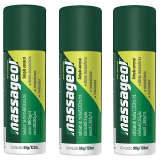 Kit 3 Massageol Aerosol 120ml ( Dores musculares / Reumatismo / Contusões )
