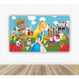 Painel De Festa Lona Alice No País Das Maravilhas 2,00 x 1,00