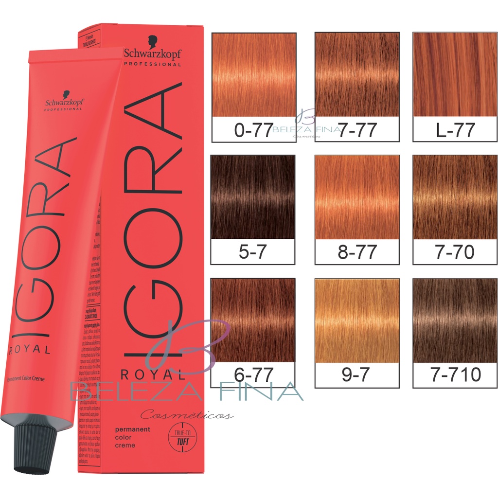 Coloração Igora Royal 60g - Schwarzkopf - Ruivos - (escolha 0-77 , 5-7 ...