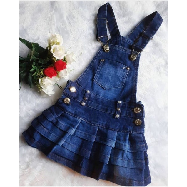 Vestido jardineira jeans store infantil