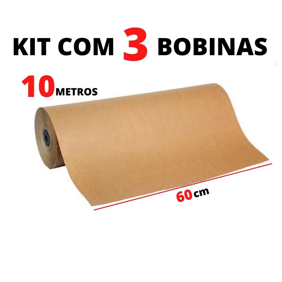 Papel Kraft 80g C 60cm De Largura X 10 Metros De Comprimento P Embalagem Monolúcido Kit 9396