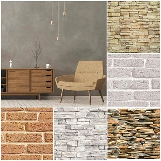 Papel Adesivo de Parede Pedras, Tijolos e Mármore Contact 45cm x 5m Lavável*