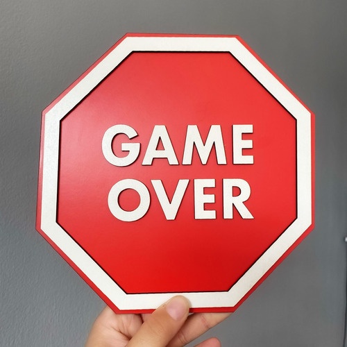 Quadro Game Over Alto Relevo Placa Decorativa Shopee Brasil