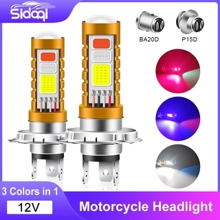1 Peça Lâmpada LED 3 Cores Em 1 P15D H4 H6 BA20D Hi/Lo Beam Para Motos , scooters