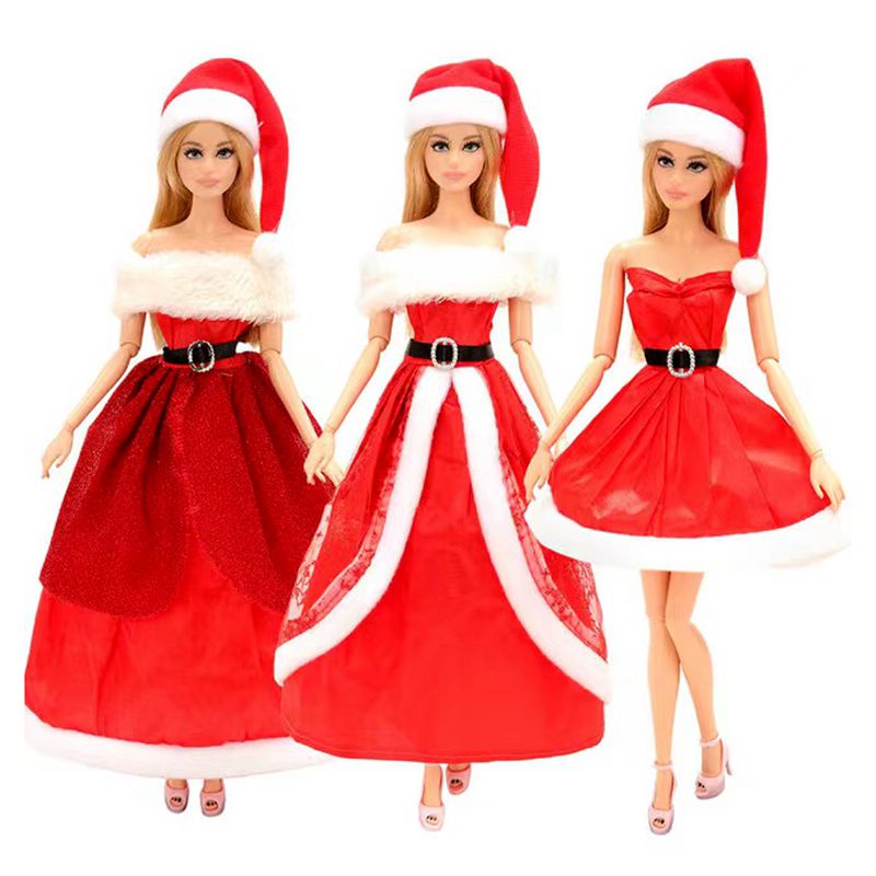 Carocheri roupas boneca barbie vestidos vestido vestido vestido com sapato  vestido conjunto presente de aniversario de natal de natal 69