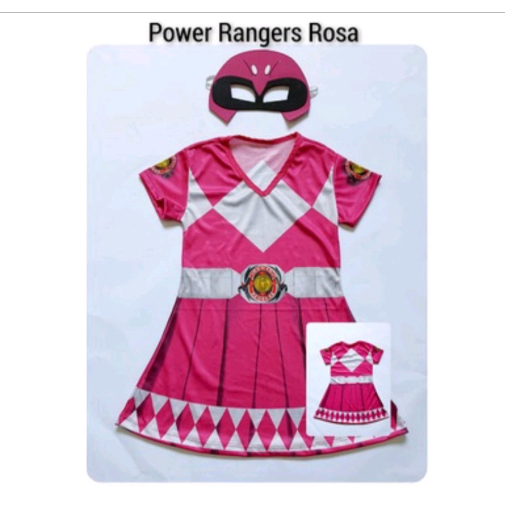 Fantasia Power Rangers Rosa com máscara | Shopee Brasil