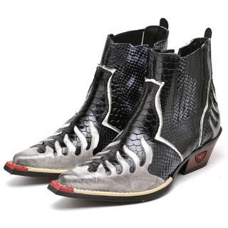 Bota Country Texana Masculina Couro Legítimo Bico Fino Salto Fakcini 3011
