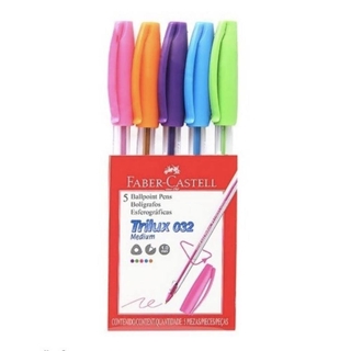 Caneta Esferográfica FABER-CASTELL Trilux Colors c/ 5 Cores