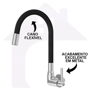 Torneira Cozinha Colorida Luxo Parede Cano De Silicone Flexível PRETA/VERMELHA/BRANCA cod1140-8