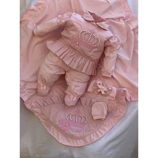 Kit Saída De Maternidade Menina Princesa Rosa 4 Peças