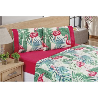 Jogo De Lencol Naturale Solteiro 3 Pecas 200 Fios Flamingo