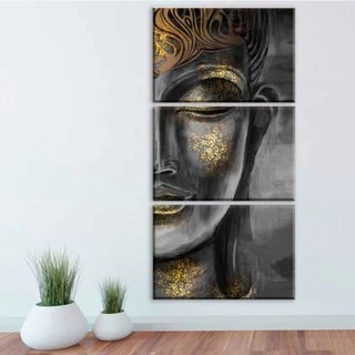 Quadro Decorativo Kit 03 Peças 70x50 Buda Para Sala Quarto Escritório - Placas Sem Moldura