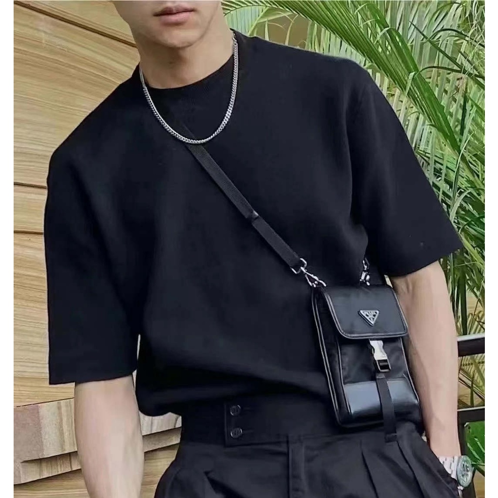Prada Clássica Bolsa De Lona Masculina mini Mensageiro Para Casal Chave Pequena Capacidade casual