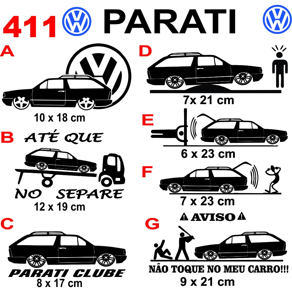 Vw Parati g4  Carros e caminhões, Carros rebaixados desenho, Adesivos para  carros