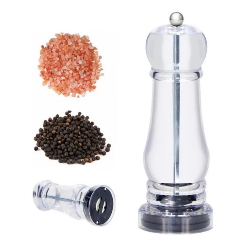 Moedor Manual Acrílico De Tempero Pimenta Sal Grosso Cozinha 17 Cm