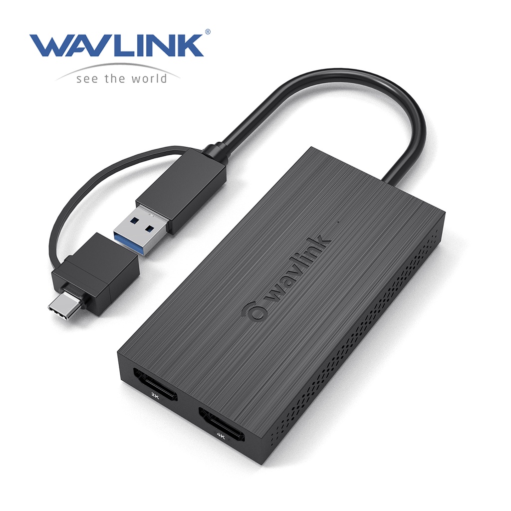 WAVLINK USB 3.0 Para Adaptador HDMI Dupla , Max 4K Saída De Exibição , Tipo A/C dual Suporta Windows OS Cromo M1 M2