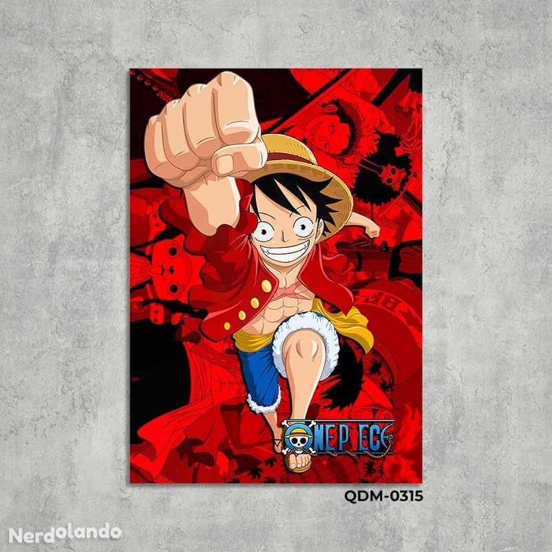 Luffy Rebaixado. One Piece. Quadro decorativo de anime em MDF