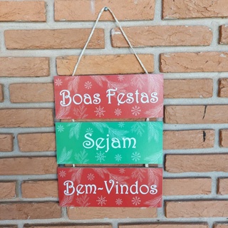 Enfeites de Natal Placa Para Decoração Com Cordão Frase: Ho Ho Ho, Feliz  Natal